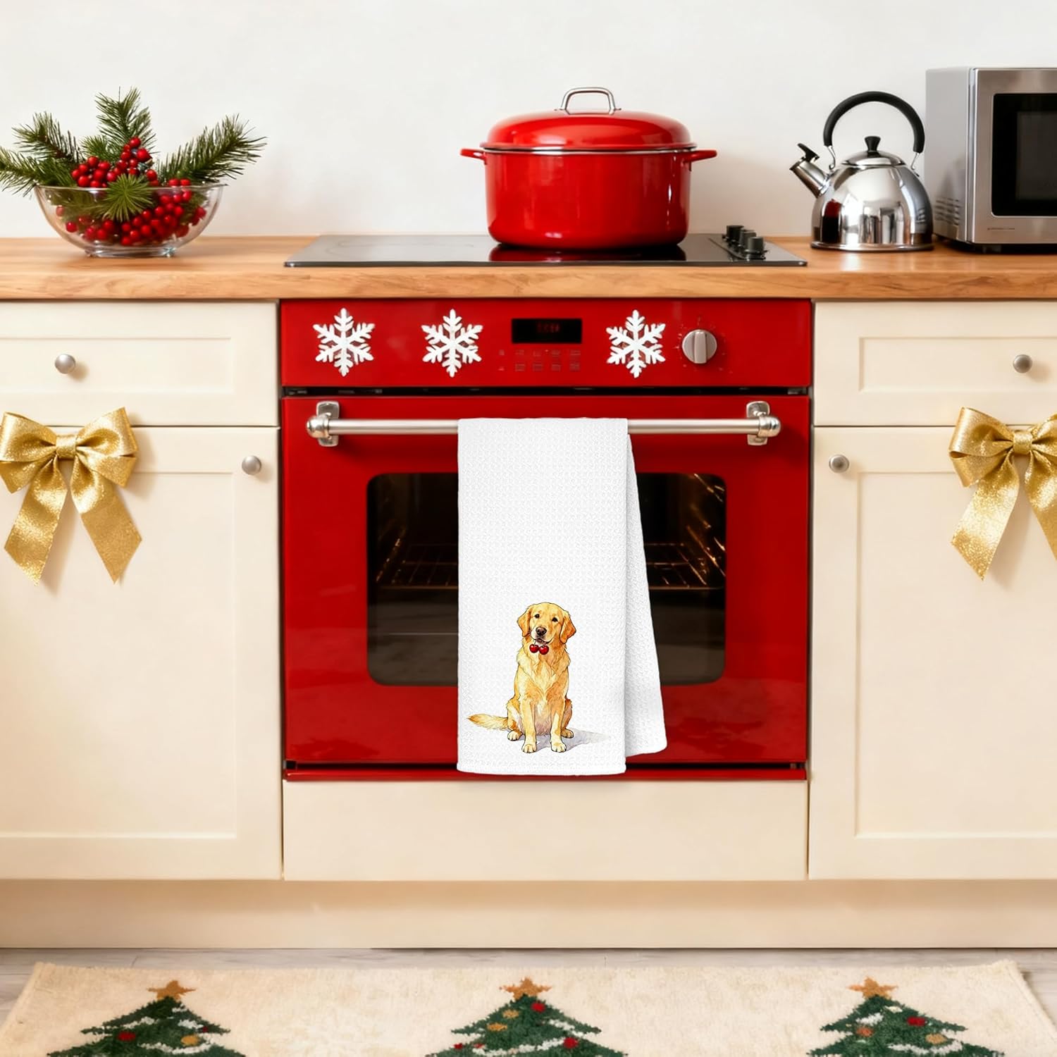 Golden Retriever Kitchen Towels 16x24 in, Golden Retriever Lover Gifts, Dog Lover Mom Gifts, Funny Cherry Dog Decorative Hand Tea Dish Towels for Kitchen Dining Room - Image 2