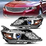 JSBOYAT Fits for 2014-2020 Chevy Impala [Halogen Style] Headlight Assembly Projector Black Pair OE Style Factory front Lamp Driver & Passenger Side NOT FIT HID MODEL