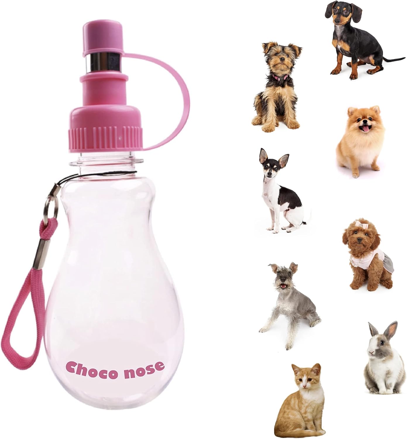 Choco Nose Patented Portable No-Drip Travel Water Bottle/Feeder for Dogs/Puppies/Cats/Rabbits and Other Small Sized Animals -8 oz.…