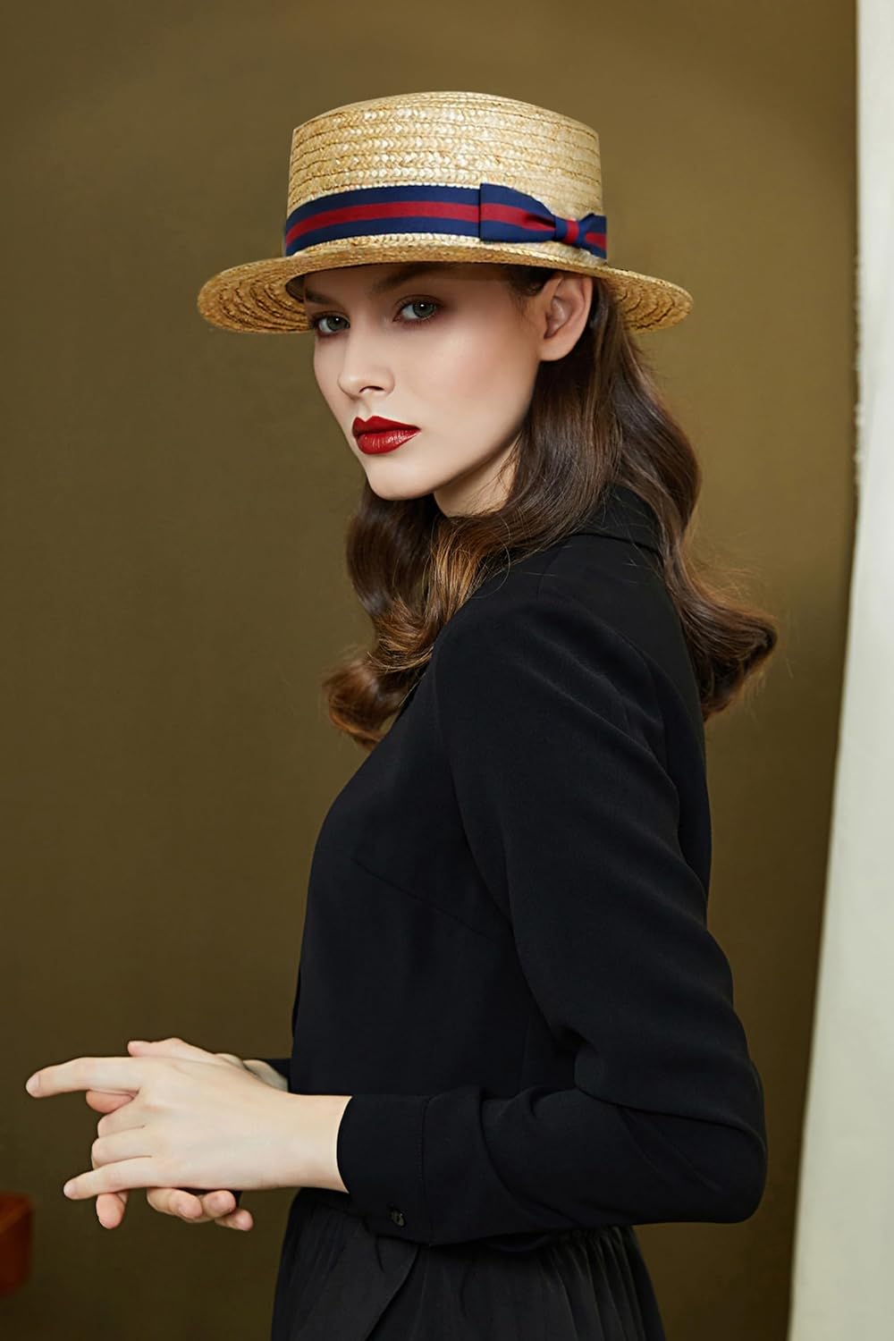 BABEYOND BABYOND Mens Brim Boater Hat Gatsby Straw Panama Hat Fedora Summer Beach Sun Hat 20s Costume Accessories - Image 4