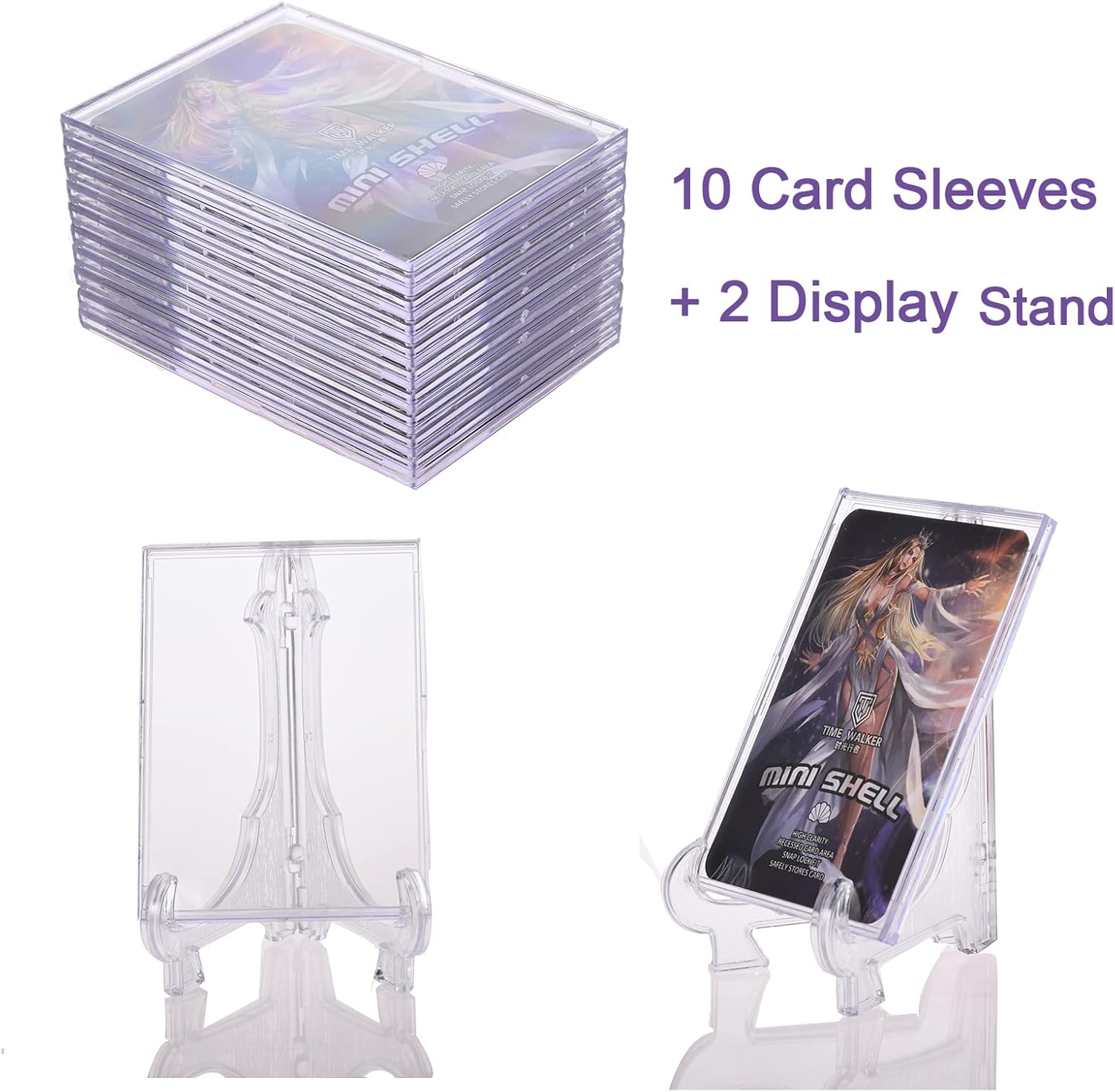 Cards Sleeves Top Loaders 10 Hard Acrylic Card Protector Clear Card Brick + 2 Display Stand Fit for Trading Cards,Standard Sports Cards,Baseball Card Holder Cases Collectibles Card Protectors