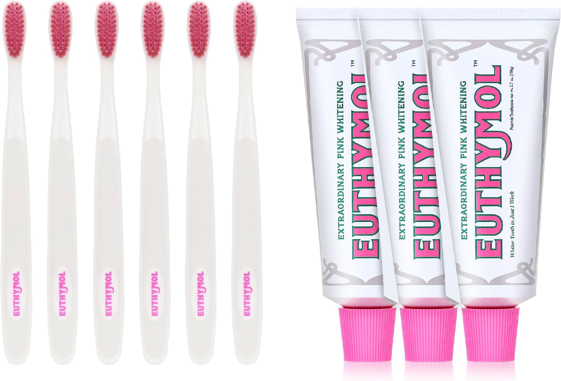 Whitening Toothpaste Pack of 3 and Whitening Toothbrush(White) Pack of 6 Stain Removal in 2 Weeks, Long-Lasting Freshness for Sensitive Gum & Teeth.Premium Soft Dual-Tension Bristles.