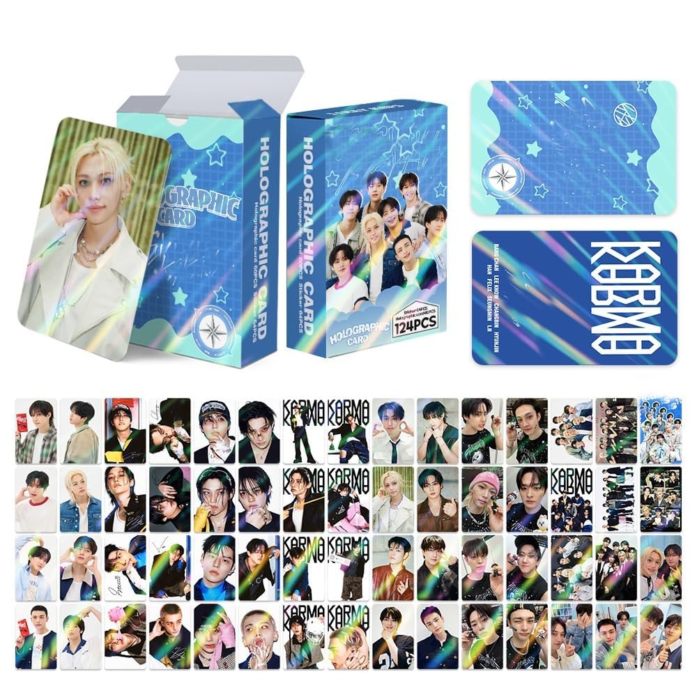 124Pcs SKZ Photocards, Blue StrayKids Merch Set, Collectible K-Pop Idol Photo Portraits, for Fans and Collectors-image-14