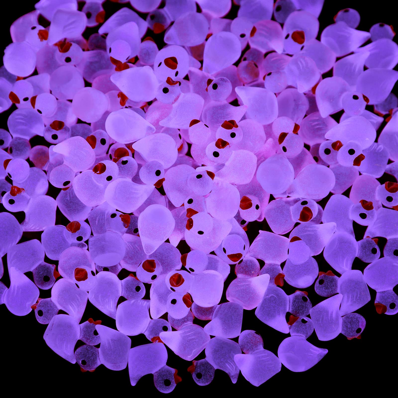 Honoson200 Pcs Mini Resin Ducks Tiny Ducks Luminous Mini Ducks Bulk Mini Resin Figures Miniature Decoration for DIY Garden Dollhouse Duck Accessories Garden Landscape Aquarium Ornament (Hot Pink)