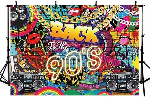 Miniatura 5 de Fondo retro de 7 x 5 pies, diseño retro de hip-hop, graffiti de los años 90, fondo de fotografía, disco de ladrillo, pared de ladrillo, hip hop,