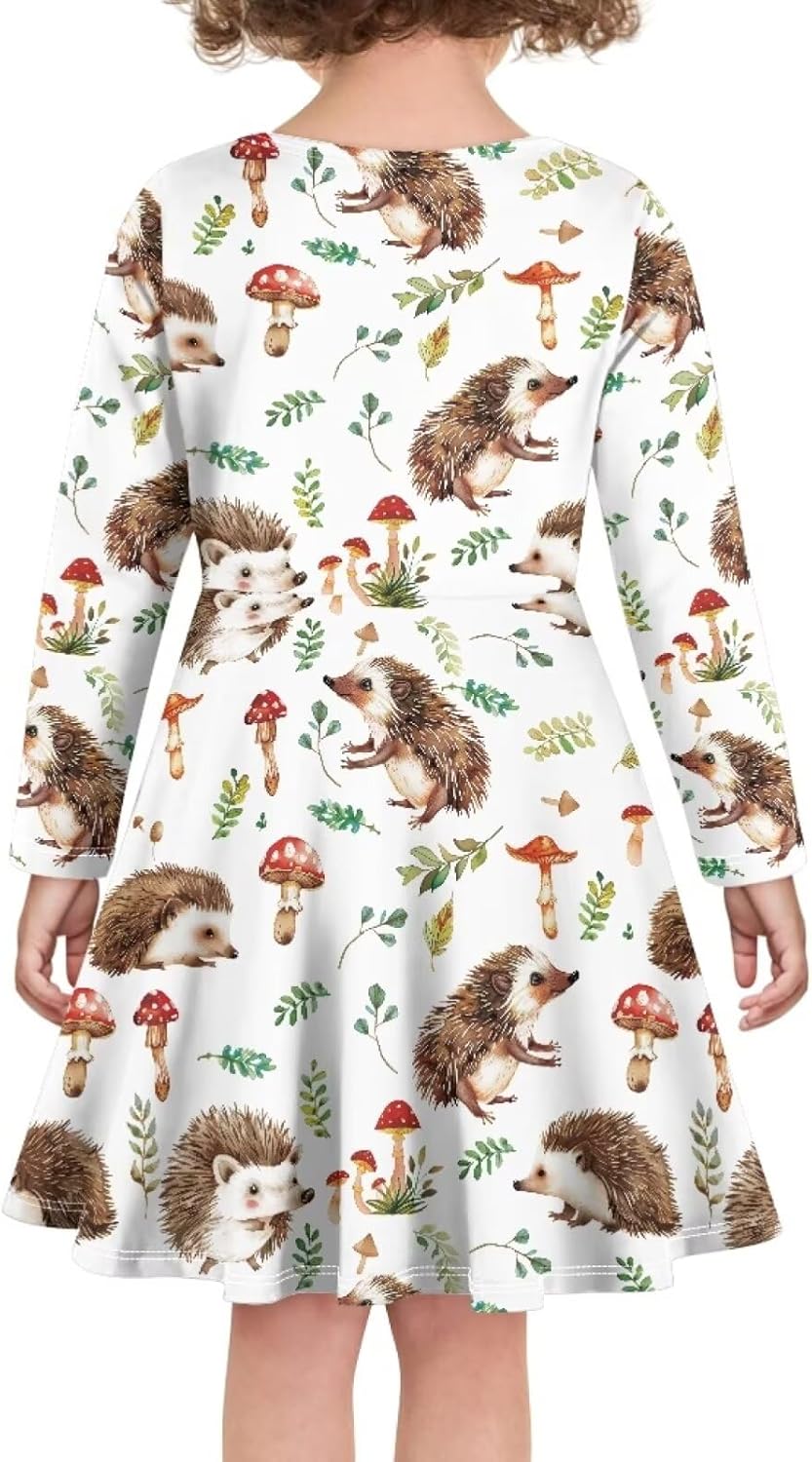 PinUp Angel Girl Long Sleeve Dress Cute Graphic Comfortable Casual Swing Flowy Twirly Dress for Kids - Image 4