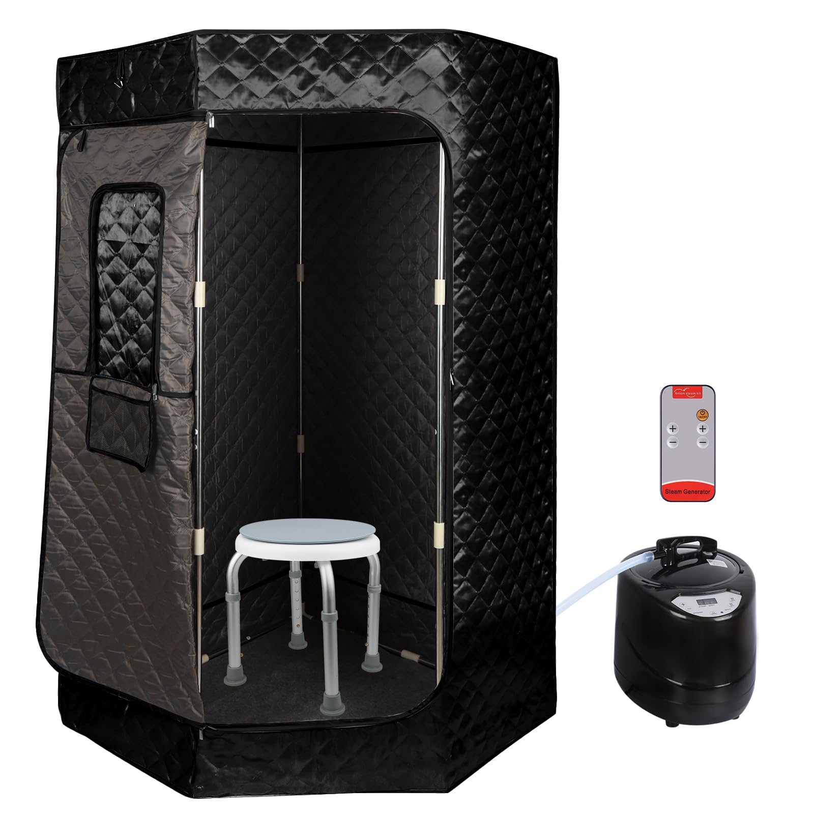OHMG Sauna à Vapeur et Cabine 3L 1000W Tente de Sauna Portable Pliable Isolante à Quatre Couches et Générateur de Vapeur de Sauna pour Bain de Sauna, Détoxification, Thérapie Corporelle