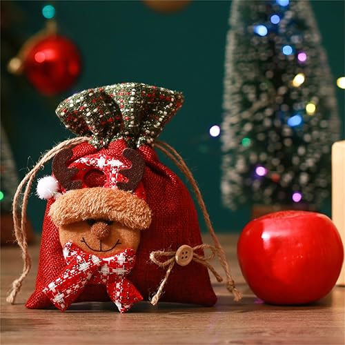 Miniatura 6 de LONGLUAN Bolsas de regalo de Navidad, bolsas de Navidad con cordón de Papá Noel, bolsas de regalo de Navidad con cordón, cajas de Navidad para