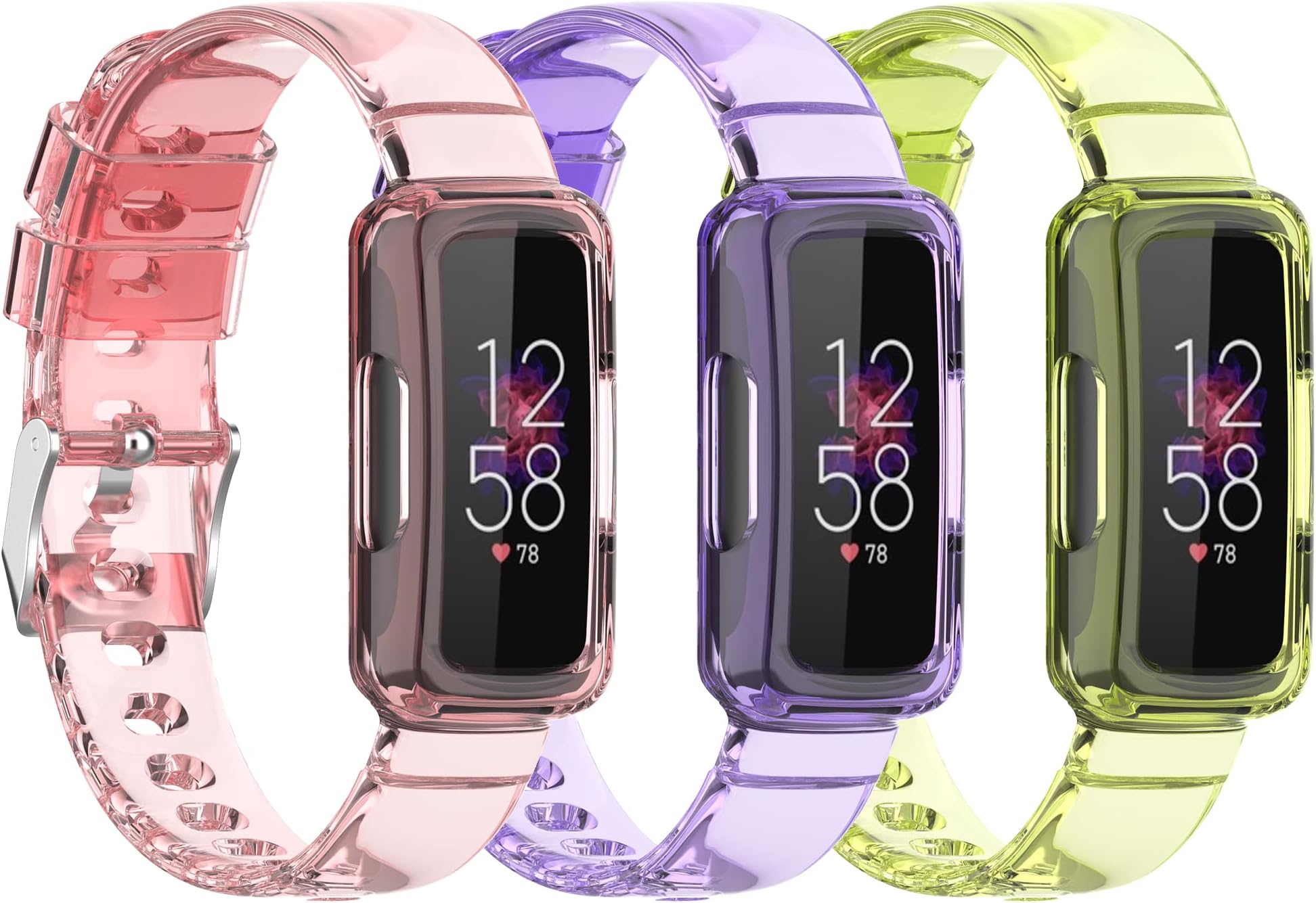 Replacement Strap Compatible with Fitbit Ace 3/Ace 2/Luxe/Inspire 2 Bands,Silicone Wristband Adjustable Bracelet Watch Band for Fitbit Ace 3(Pink/Purple/Yellow)