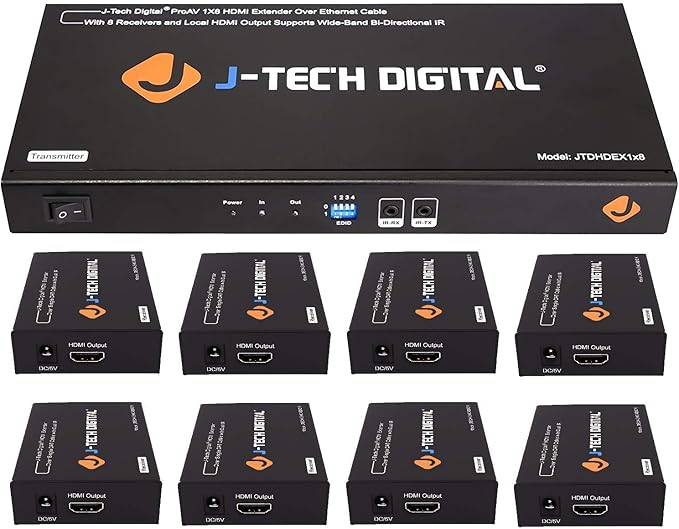 JTech Digital ProAV 1X8 HDMI Extender HDMI Amplifier HDMI Splitter