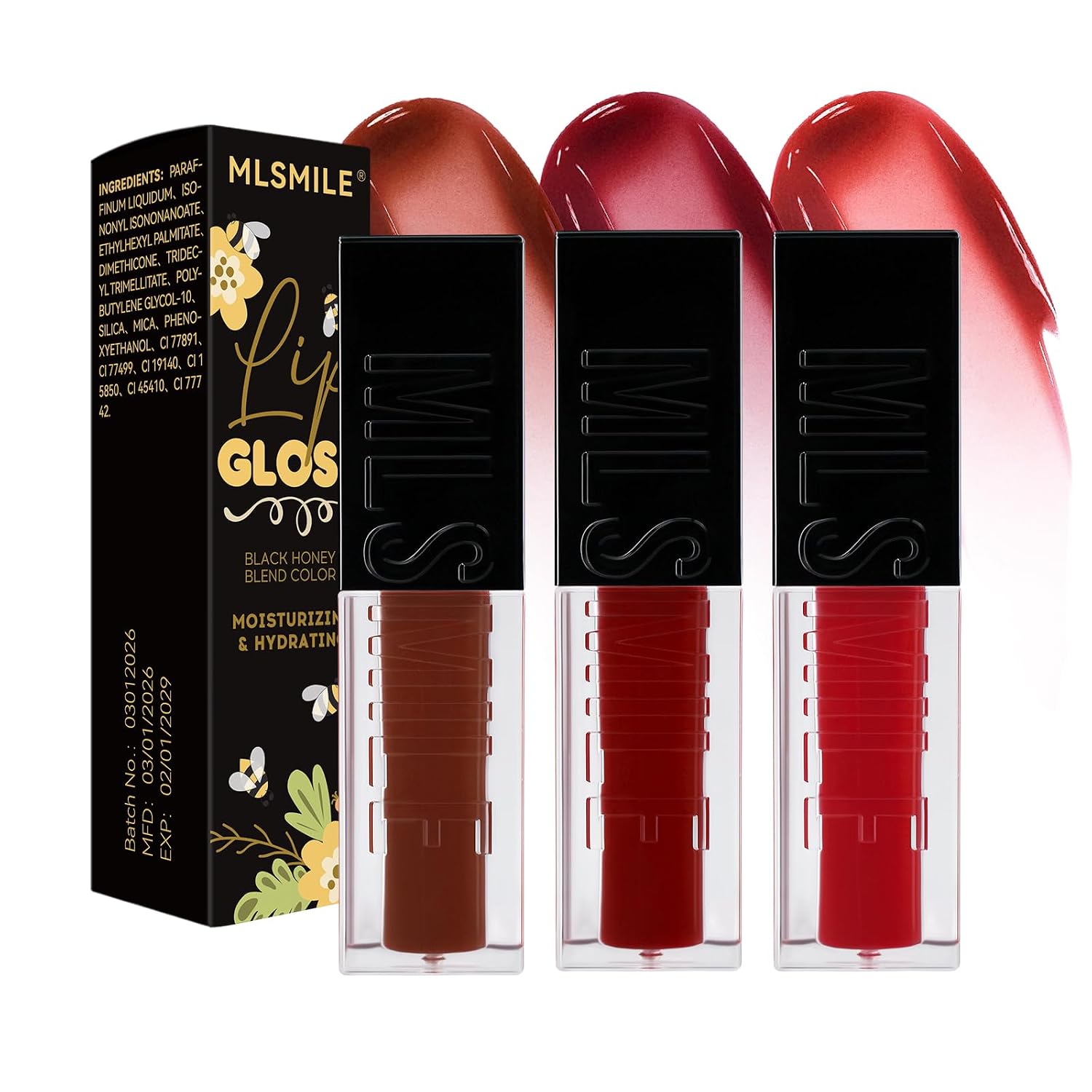 MLSMILE 3PCS Black Honey Hydrating Tinted Lipstick Set