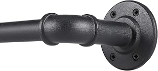 Industrial Curtain Rod, Curtain Rods for Windows 48 to 84 Inch, Rustic Wrap Around Curtain Rod, Fits Blackout Curtain, Ind...