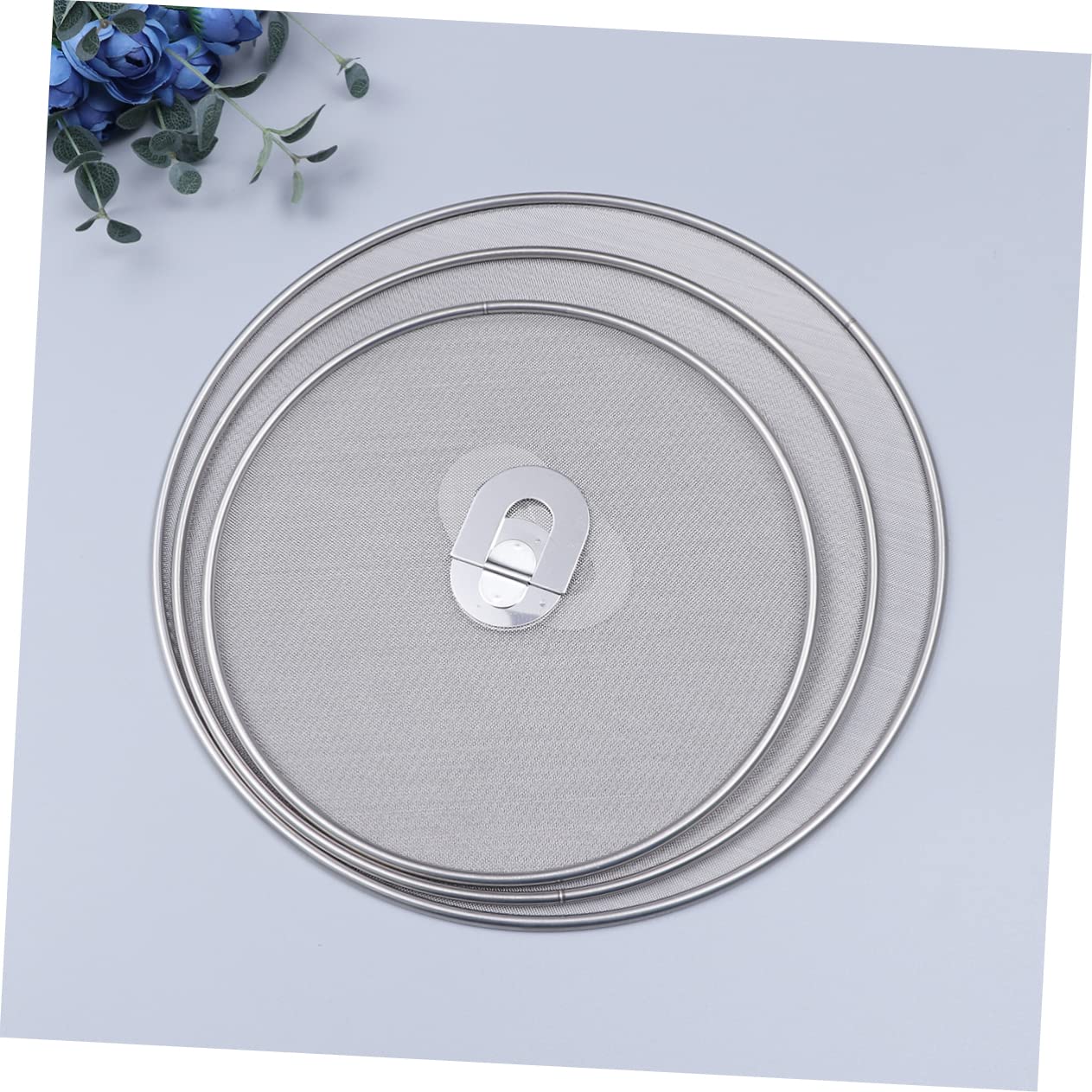 OKUMEYR Stainless Steel Pot Lid Smoke Splash Insulation Oil Filter Screen Mesh Cover for Cooking Easy to Use Splatter Guard