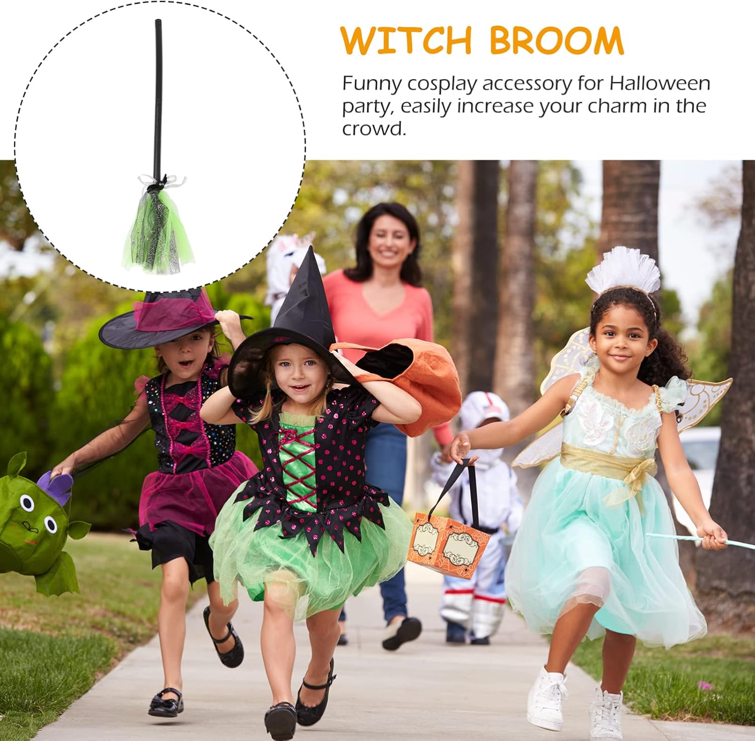 Witch Broom Halloween Witch Broom Cosplay Props for Halloween Party Decor Cosplay Party