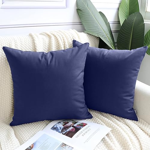 Miniatura 2 de Faylapa 4 fundas de almohada de lona de algodón de 18 x 18 pulgadas, fundas de almohada de color sólido para Navidad, para decoración de la sala de