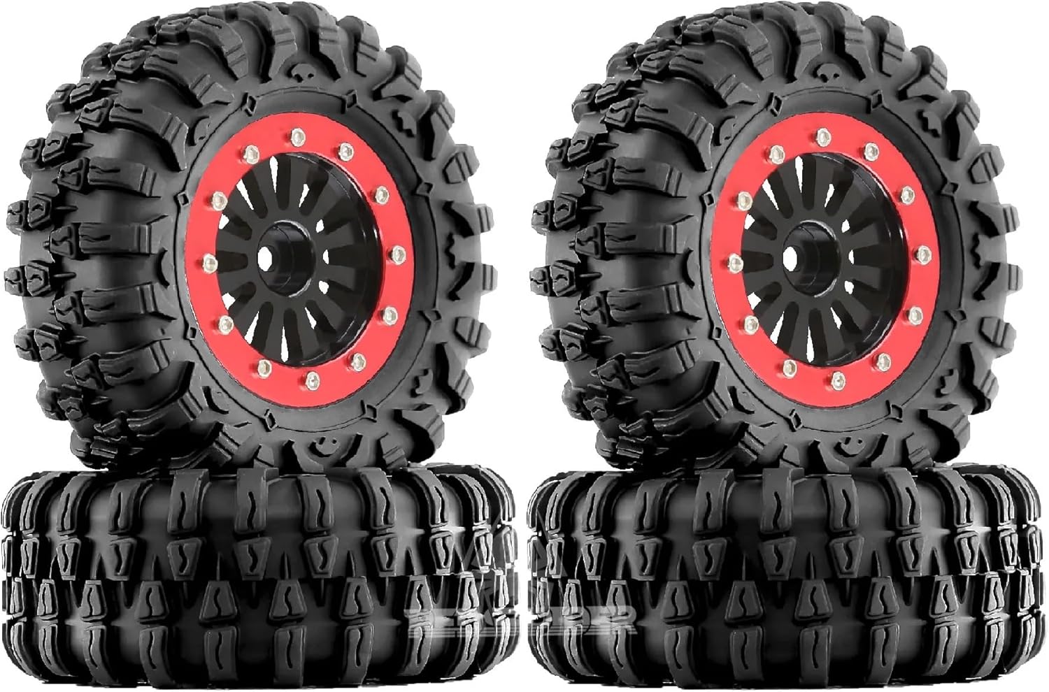 4個のメタル 1.3 ビードロックホイールとタイヤ 1.3インチホイールタイヤセット 1/18 1/24 Trx4m SCX24 R