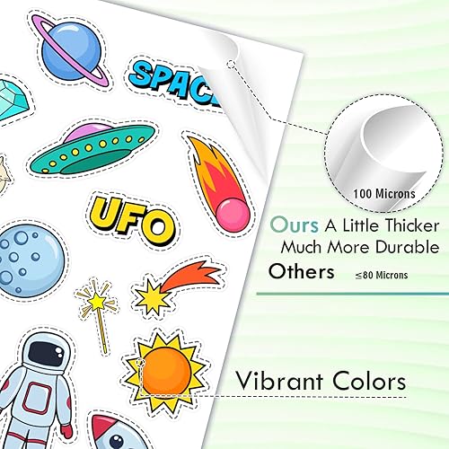 Miniatura 5 de Koala - Papel adhesivo de vinilo imprimible para impresora de inyección de tinta, 20 hojas de papel adhesivo blanco mate, papel adhesivo impermeable