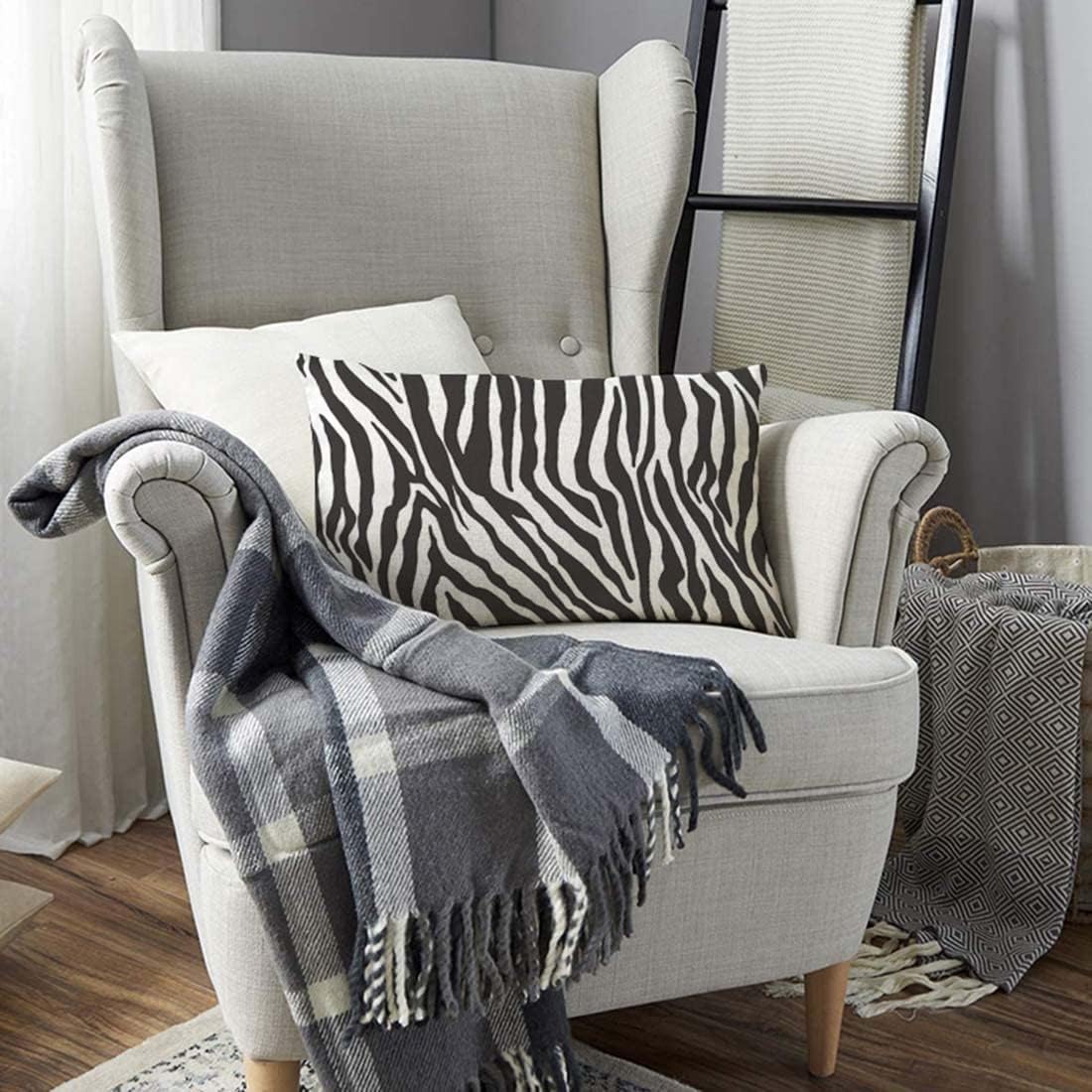 TKS MITLAN Zebra Print Pillow Covers 12 x 20 Inch Black White Leopard Line Stripes Wild Animal Skin Decorative Throw Pillow Covers Linen Cushion Case for Sofa Couch - Image 3