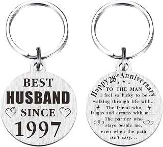 TANWIH 28th Wedding Anniversary Keychain Gifts, 28 Year Anniversary Decoration