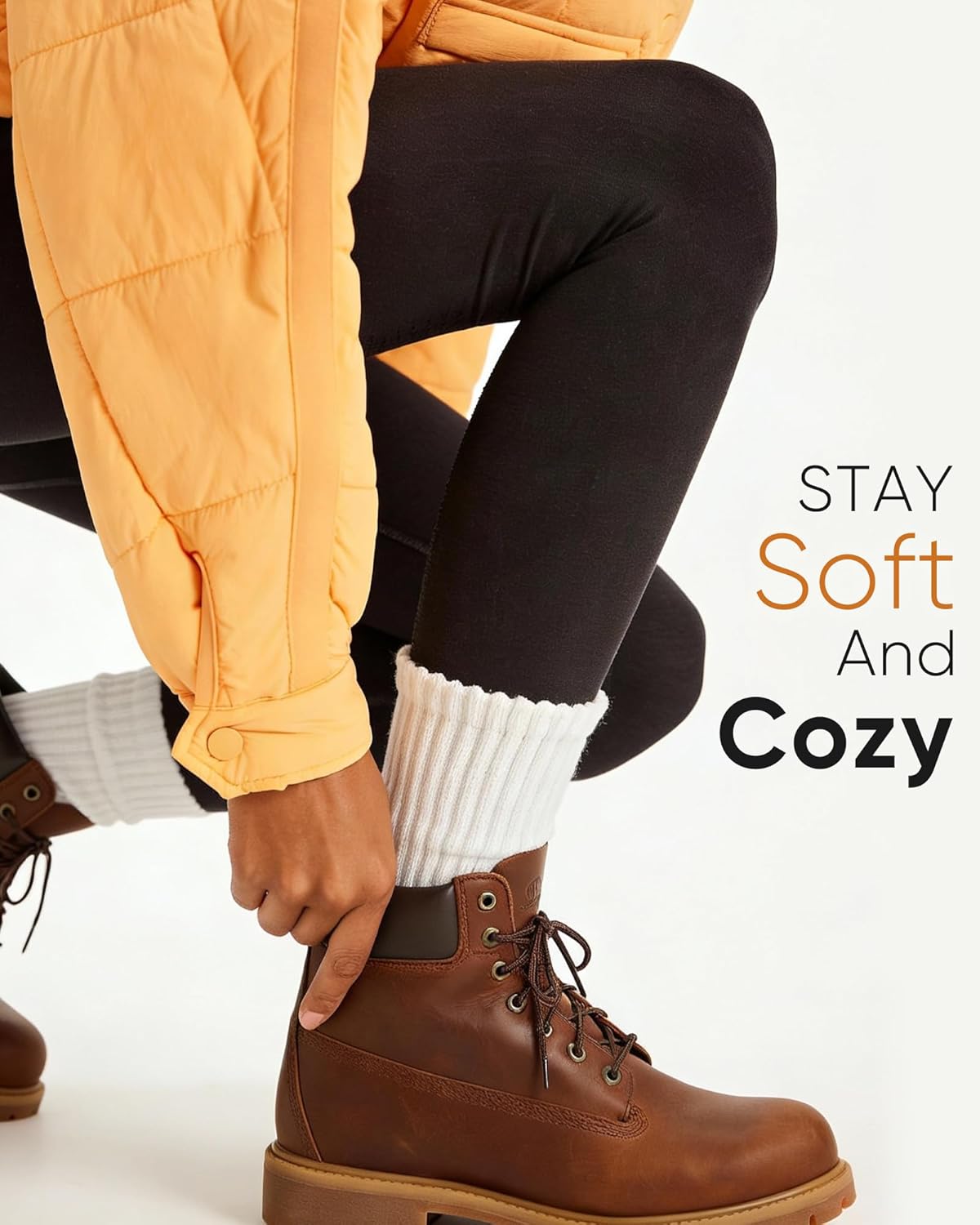 HONGTEYA Slouchy Crew Socks for Women Cozy Cotton Cushioned Boot Athletic Slouch Mid Calf Size 5-11 - Image 2