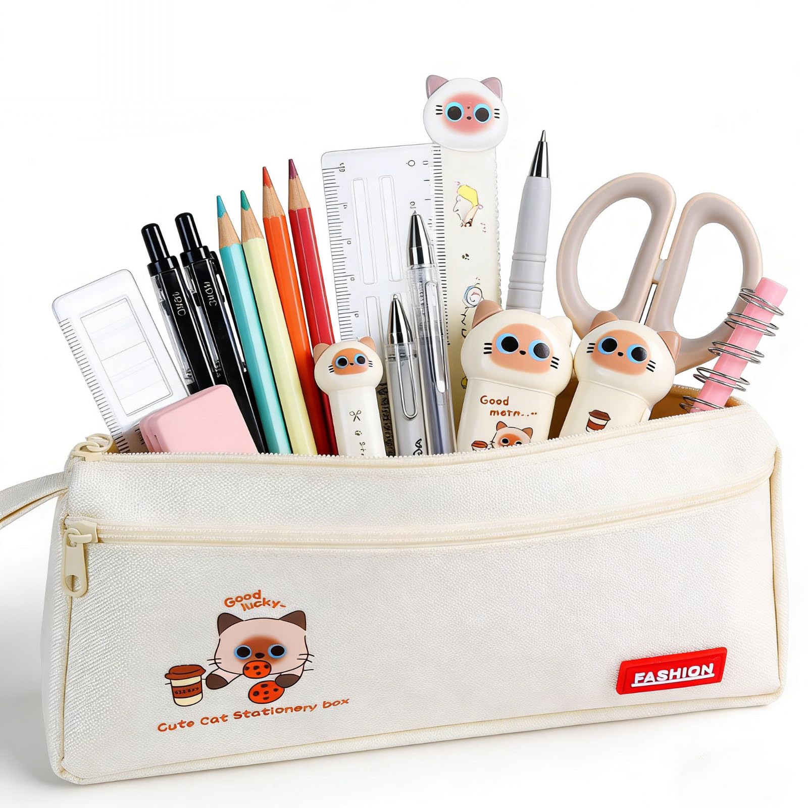 Set da 7 articoli di cancelleria per la scuola, set di articoli per la scuola, cancelleria giapponese Kawaii, regalo di Natale e compleanno, include temperamatite, evidenziatore, correttore a nastro