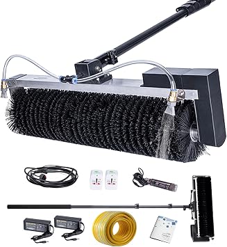 Solar Panel Electric Cleaning Brush, Dual-Mode Handheld PV Panel Cleaning Brush with Extension Pole, 360Automatic Rotation Brush Head, for Household & Outdoor,3.5m