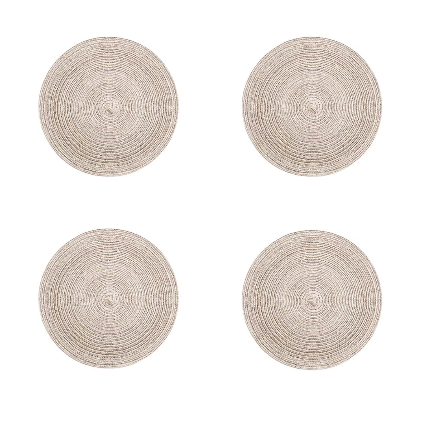 4pcs Round Braided Woven Placemats 30x30cm Faux Rattan Fabric Table Mats Coasters Wedding Home Decor Kitchen Dining Table Mats