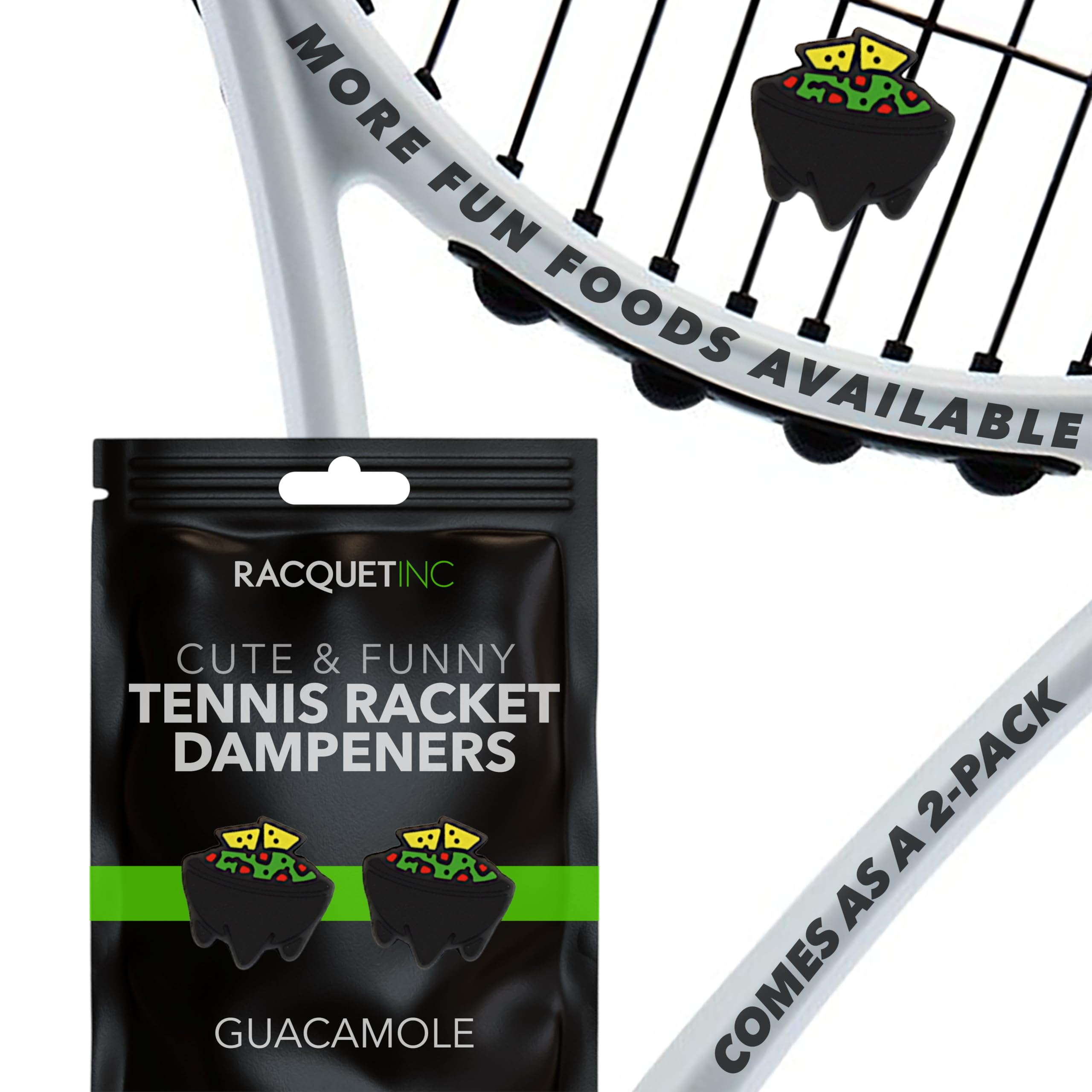 Racquet Inc. - Tennis Racket Vibration Dampeners - Shock Absorbing, Reduces String Vibration for Better Control & Comfort - Universal Fit for All Racquets - 2 Pack