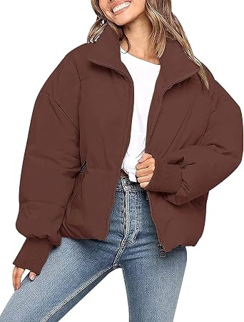Gihuo Womens Winter Cropped Puffer Jacket Coat Short Warm Quilted Jacket 2026