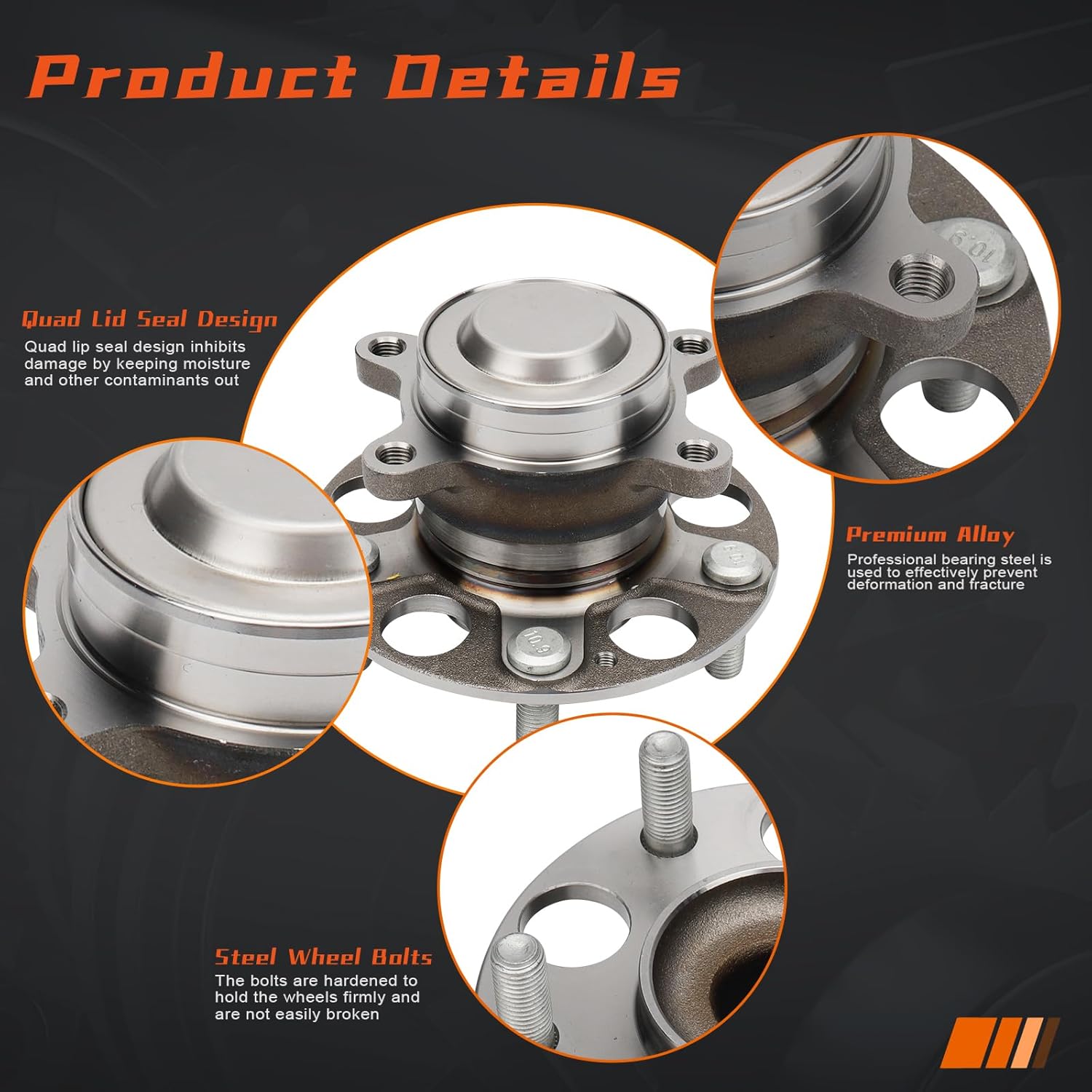 DRIVESTAR 512450 Rear Wheel Bearing Hub Assembly fit for 2012-2015 Honda Civic (SI), 2013 2014 2015 Honda Civic (EX, EX-L) w/ABS 5-Lug
