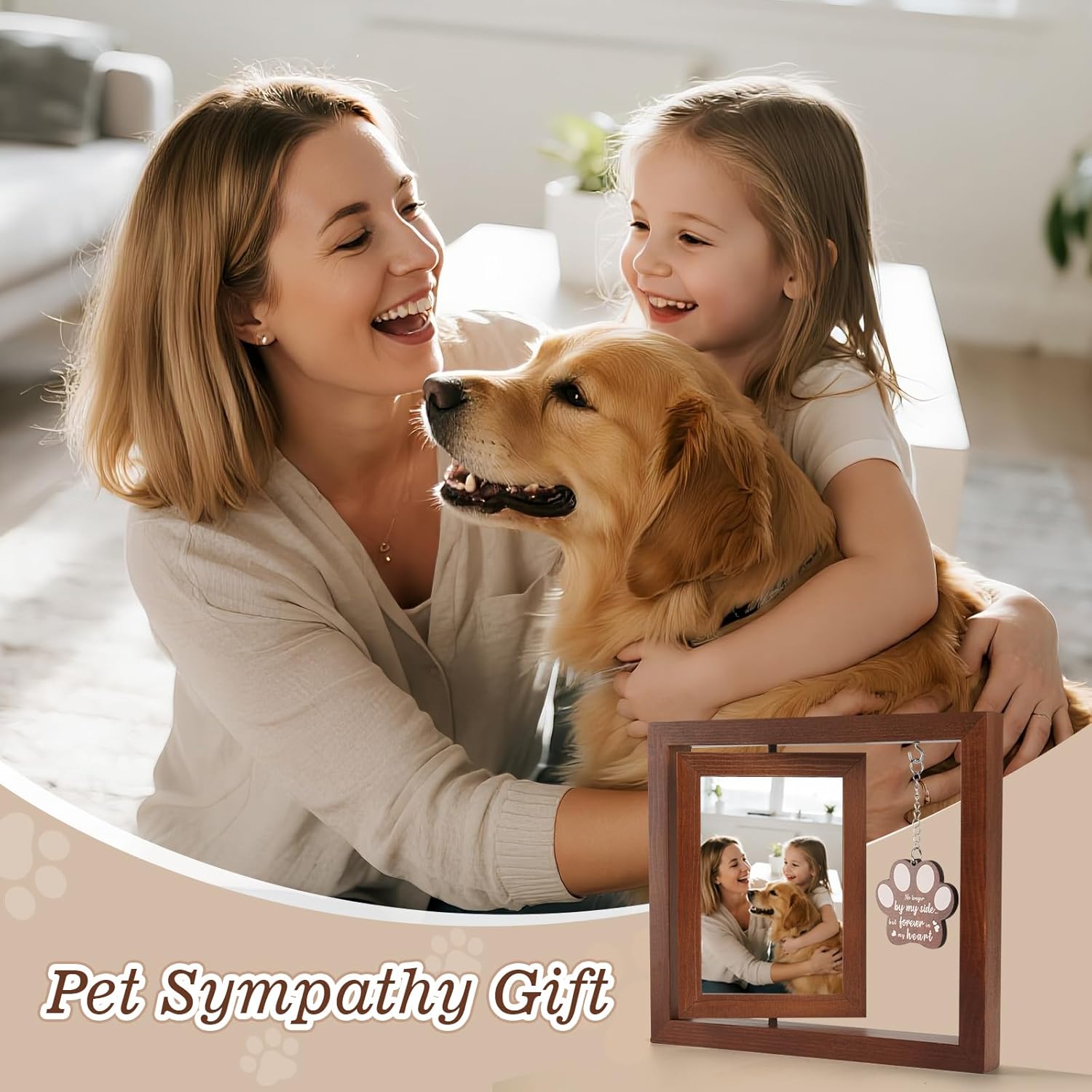 Dog Memorial Gifts for Loss of Dog, Rotating Wooden Picture Frame 4x6, Double Sided Display, Pet Memorial Gifts for Dogs with Paw Remembrance Tag, Pet Loss Sympathy Gift - Image 6