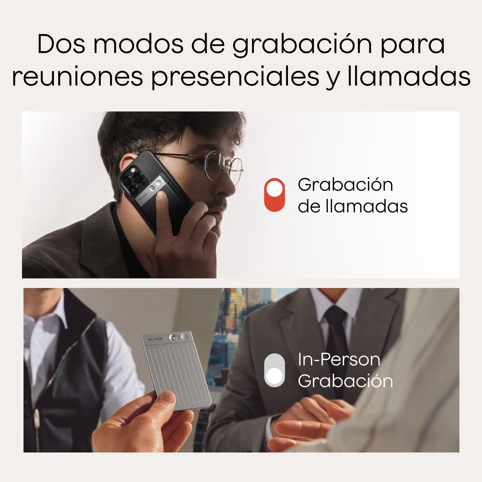 Plaud Note Grabadora de Voz IA con Funda Negro y Azul OscuroTranscribe Resume Transcripción IA, Soporta 112 Idiomas Control de Reunión con App Genial para Lección Llamada Entrevista Charlas Clases