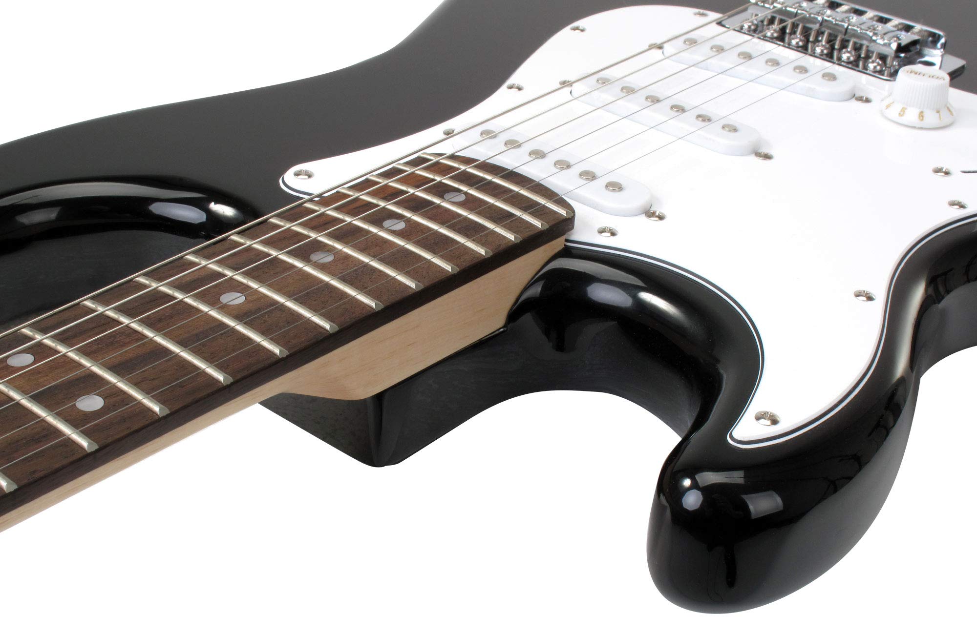 Rocktile Pro ST3 BK RW L Set de Guitarra Eléctrica para Zurdos – Guitarra Eléctrica para Principiantes – Amplificador, Soporte, Escuela, Afinador Clip y Correa – Modelo para Zurdo Principiante