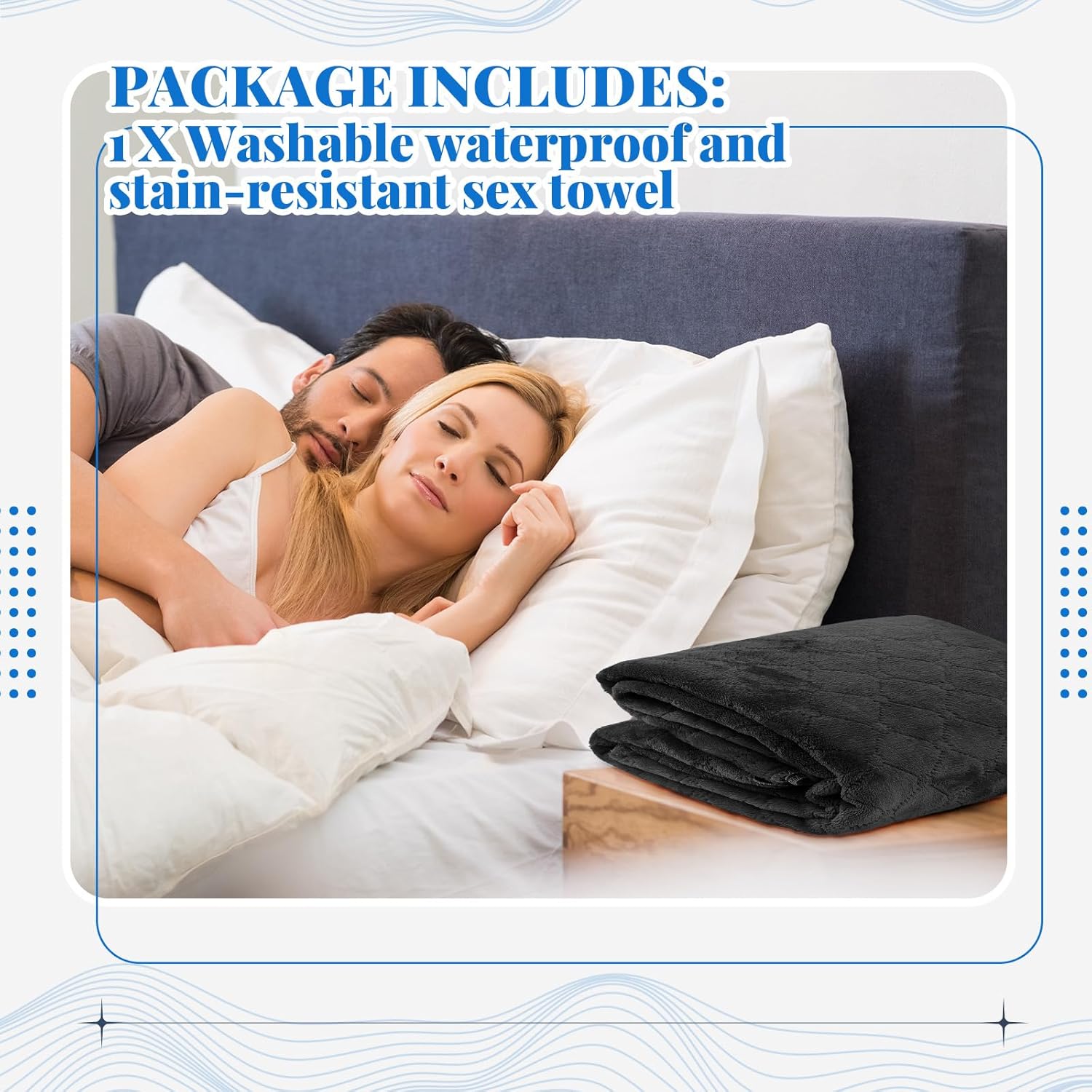 Couples Waterproof Mat Lover Reusable Stainproof Blanket Quiet Easy Use Towel Protector for Adult Multi Functional Bed Sheets Couple Messy Play Pleasure Comfort(Black,54 x 34 Inch) - Image 3