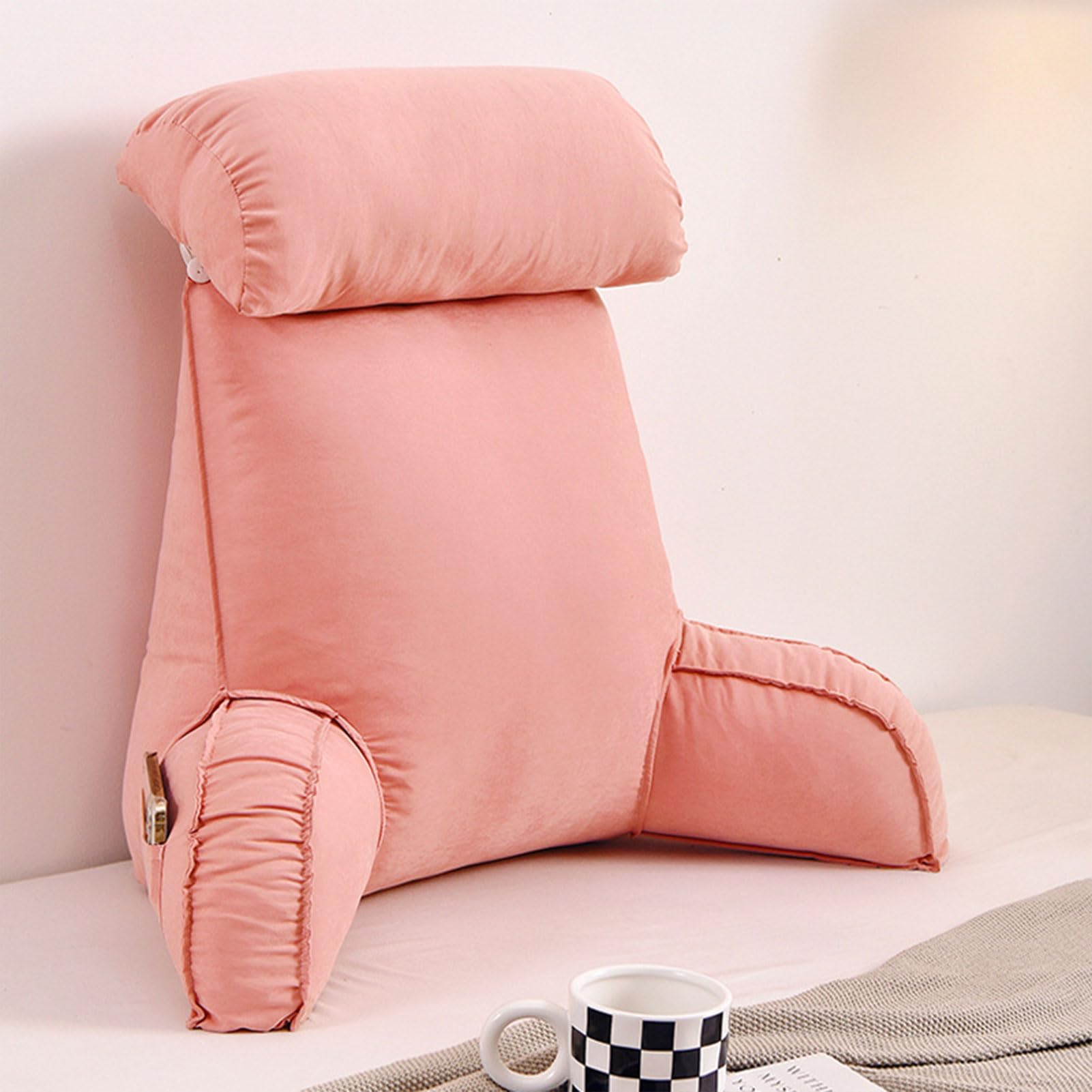 YKMYXZ support pillow， With Design,Back Rest Lumbar SupportSeat CushionChair Cushion,Sitting In Bed,Gaming,Watching TV(Bean Pink)