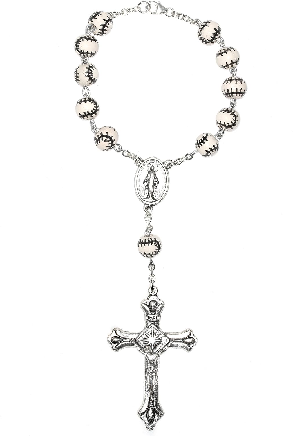 Sport One Decade Pocket or Auto (Contains CLASP for hanging) Rosary - Includes St Sebastian Holy Card (Patron Saint of Athletes) -Communion, Confirmation, Reconciliation, Birthday, Christmas, & More