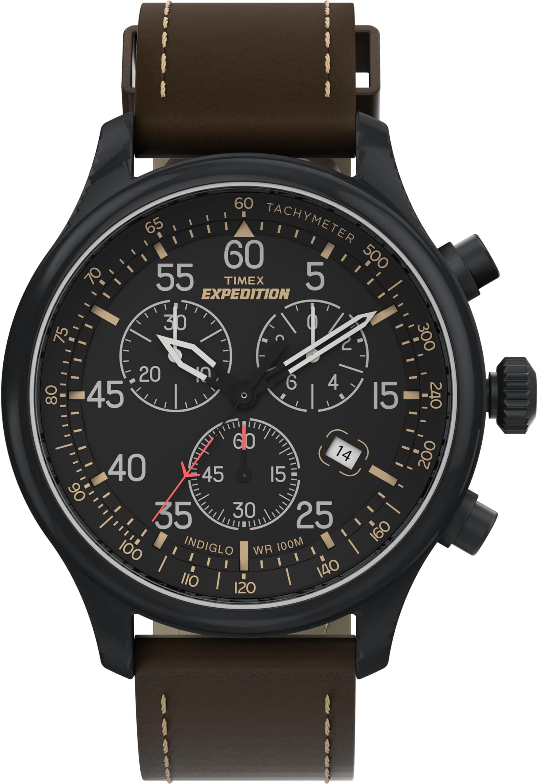 Men's Expedition Field 43mm Watch - Brown Strap Black Dial Gunmetal Case