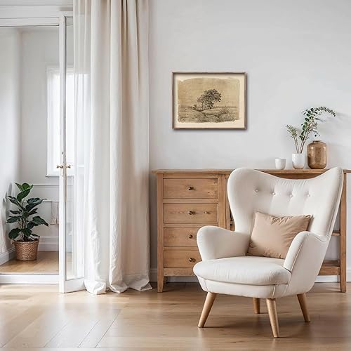 Miniatura 3 de Kizbok Arte de pared neutro, impresión de lienzo de bosquejo de árbol vintage, tonos marrones neutros, pintura al óleo de dibujo de la naturaleza,