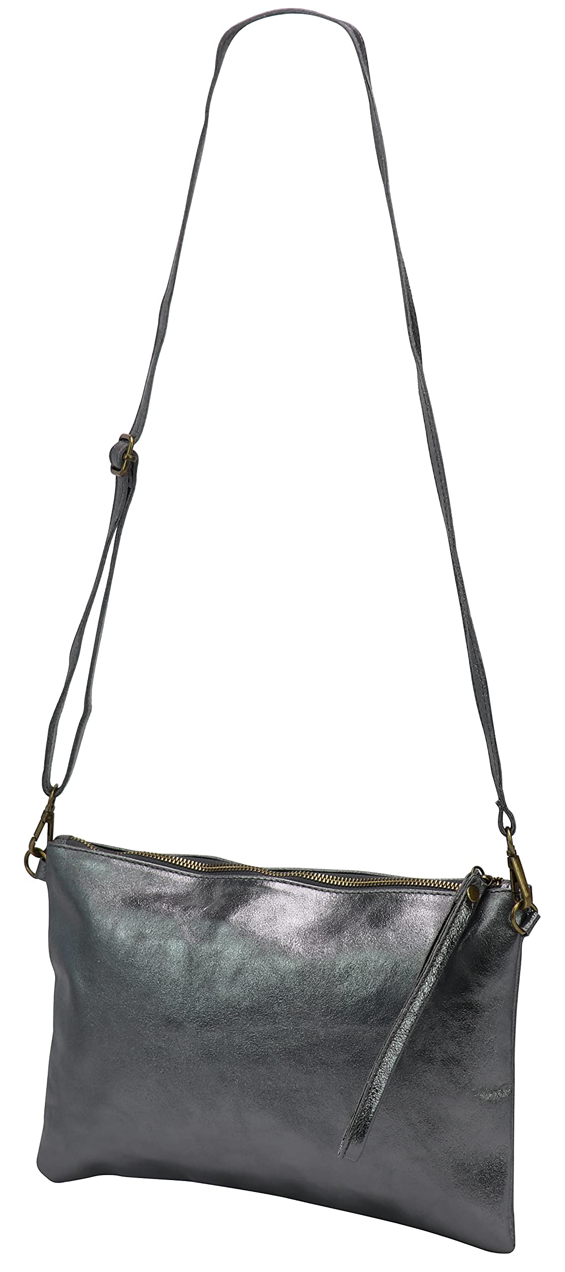 SH Leder Clara G396 - Borsa a tracolla in vera pelle, stile vintage, misura media, 33 x 22 cm