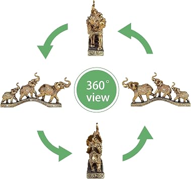 Elegant Golden Elephant Home Sculpture for Shelf, Desk, Mantel - Symbol of Love, Perfect Wedding