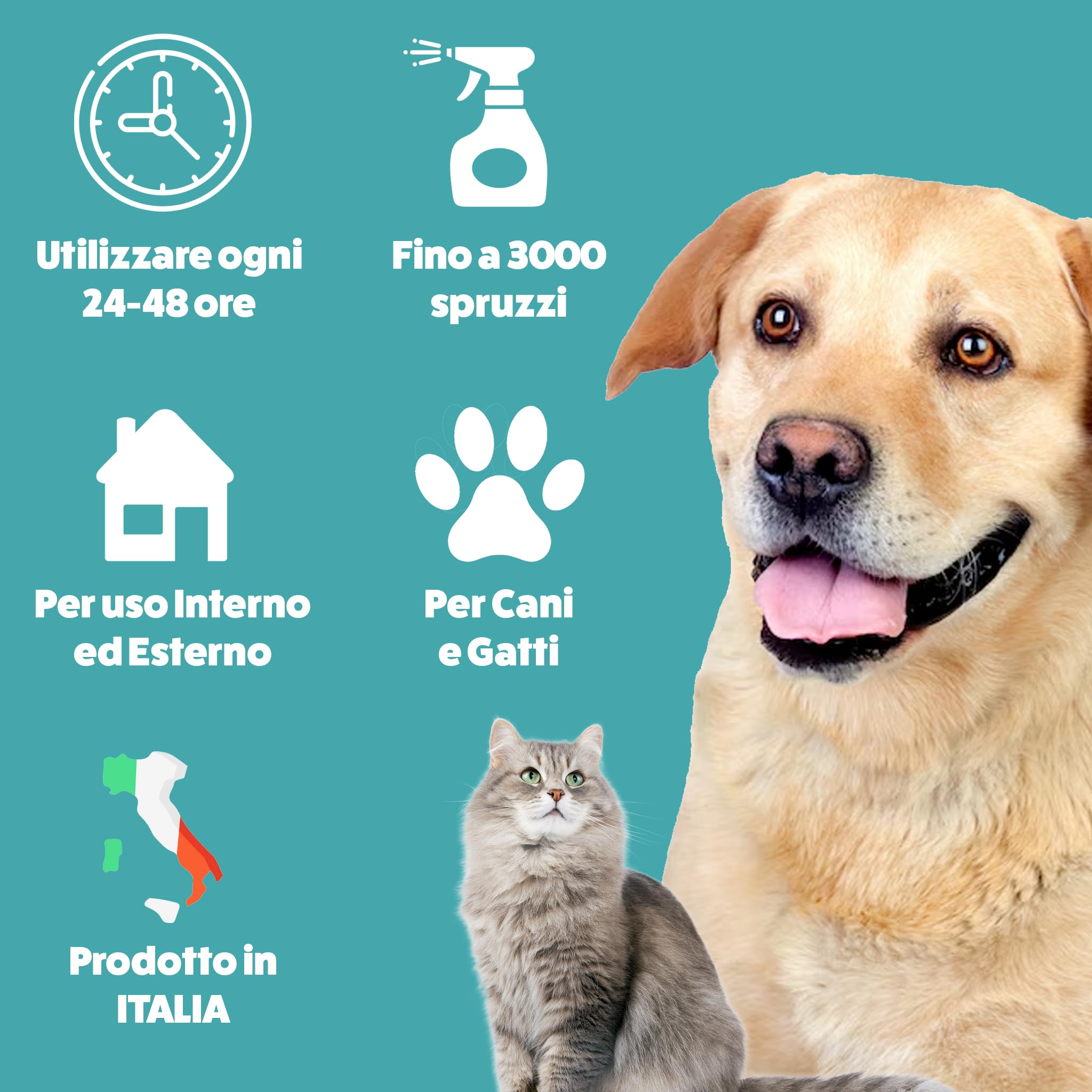 Repellente Cani e Gatti 1L - Flacone con Trigger Spray - Dissuasore Spray Anti Marcatura Urina Pipi per Esterni ed Interni - Disabituante Naturale - Elimina Odori - Made in Italy