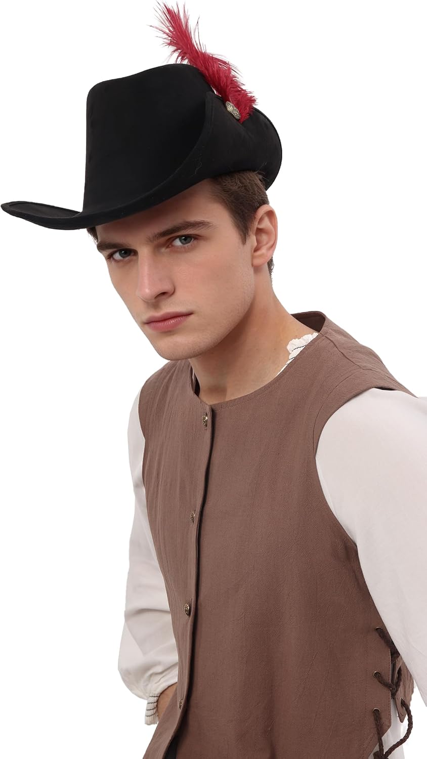 Sombrero estilo Cavalier Renacentista con Pluma para Cosplay