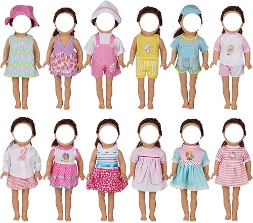 Miniatura 4 de Conjunto de 12 vestidos hechos a mano para muñecas disfraces para Barbies de 14-16 pulgadas ropa sombrero paraguas espejo cepillo regalo de