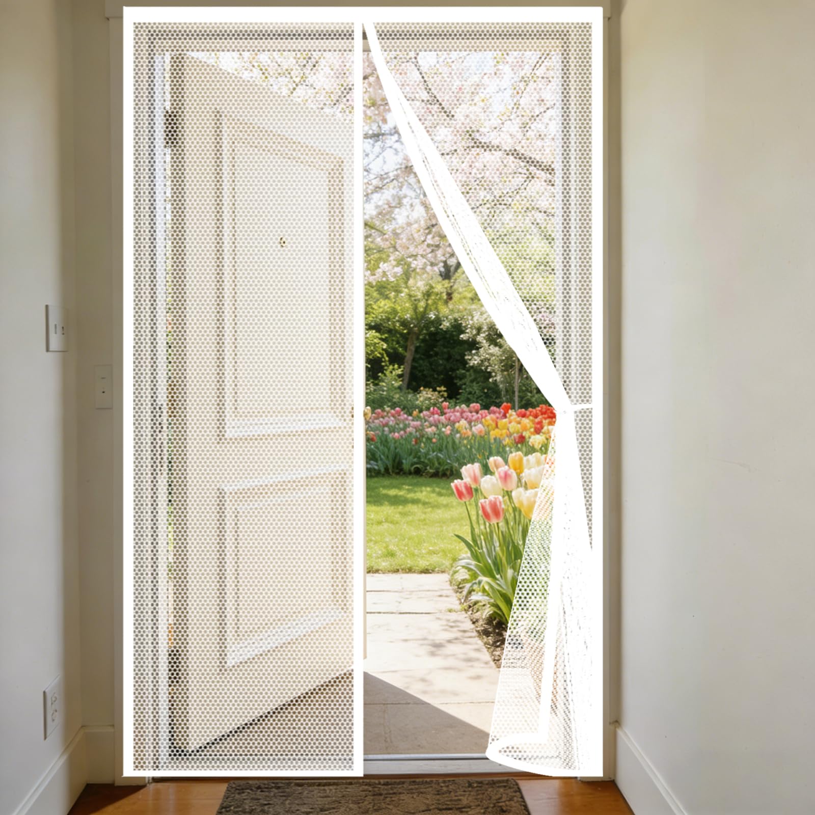 Moustiquaire magnétique rideau anti mouches blanc 68 x 270 cm
