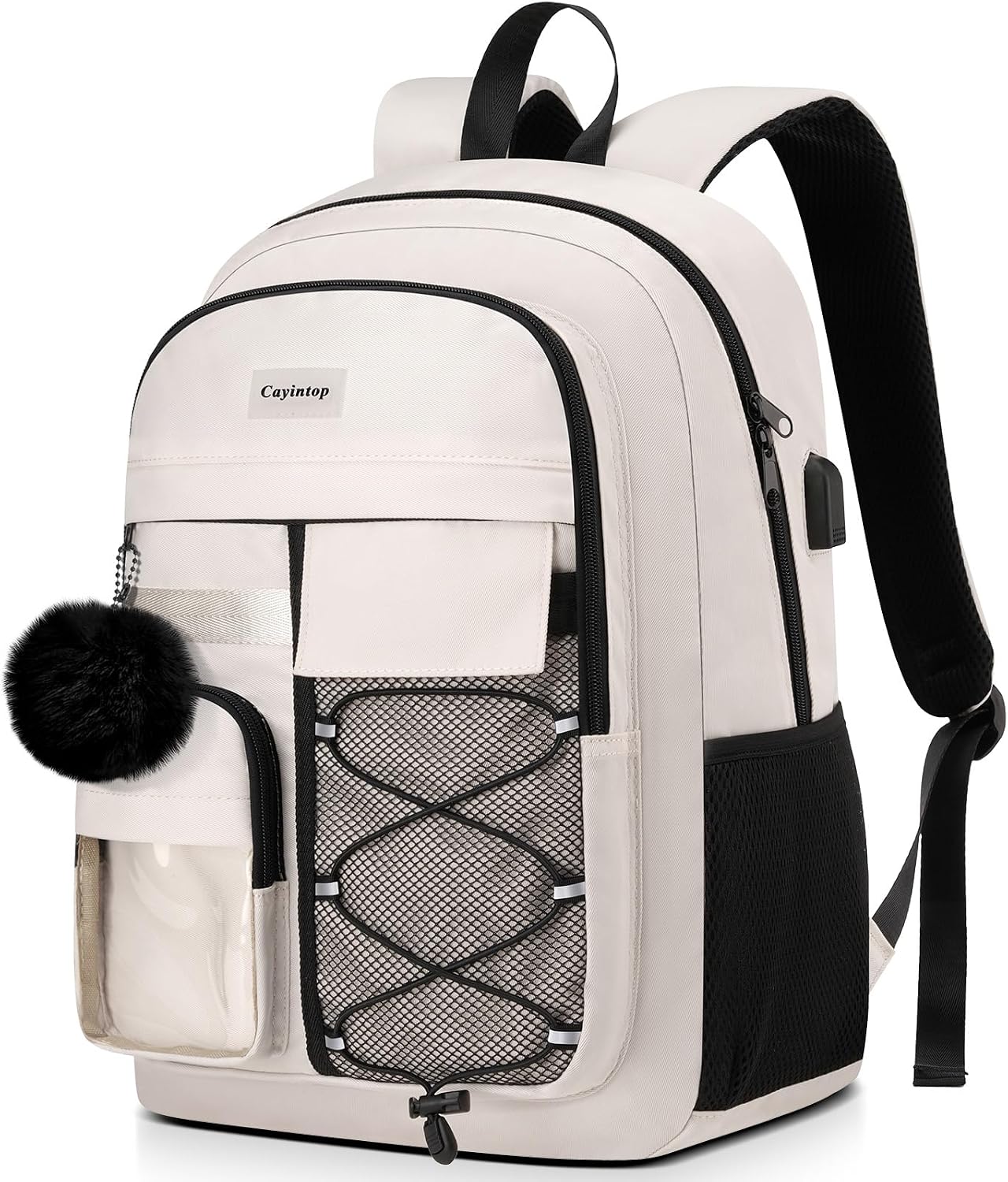 School Laptop Backpack Teens Bookbag: 15.6 Inch Middle High School Backpacks Casual College Back Pack with USB Charging Port Waterproof Travel Book Bag Cute Students Daypack for Kids Girls Boys Women