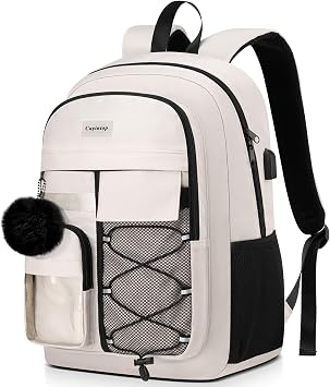 School Laptop Backpack Teens Bookbag 15.6 Inch Middle High School Backpacks Casual College Back Pack with USB Charging Port Waterproof Travel Book Bag Cute Students Daypack for Kids Girls Boys Women