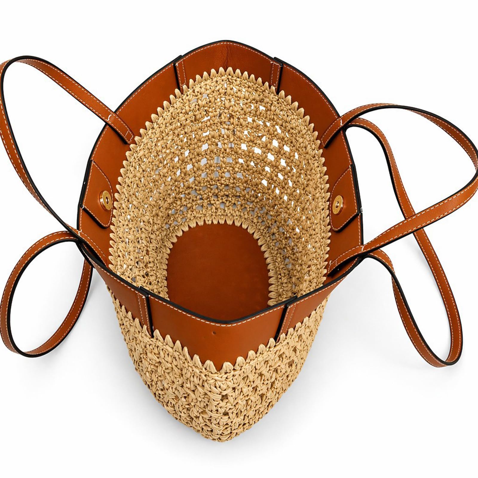 Borsa tote in paglia con manici lunghi, trama tessuta a mano e spaziosa conservazione quotidiana per spiaggia e shopping, borsa tote in paglia intrecciata a mano, capiente manico lungo per pendolari e