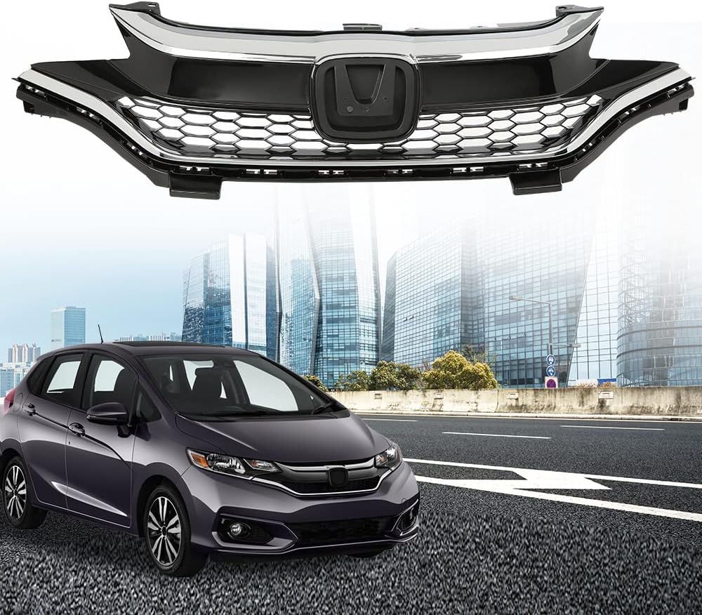 PIT66 Front Upper Bumper Grille Compatible with Honda Fit 2018 2019 2020 71121-T5R-A50 71122-T5R-A50 71123-T5R-A50 Bumper Grill Parrilla