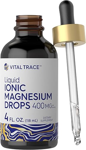 Carlyle Vital Trace Complejo líquido de magnesio iónico | 400 mg | 4 onzas líquidas | Gotas vegetarianas | Suplemento sin OMG y sin gluten | por