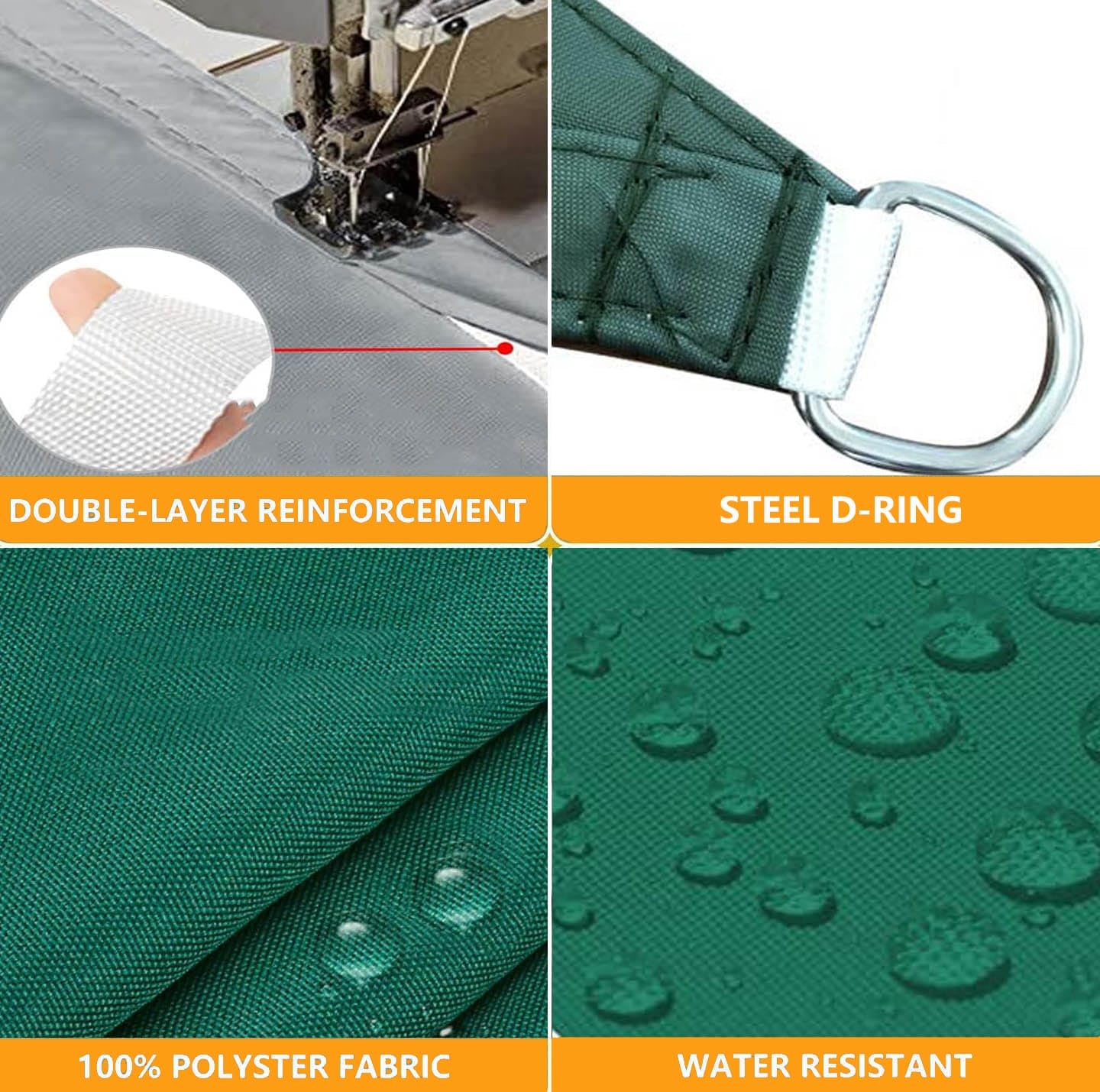 Voiles Ombrages Rectangulaire Imperméable Bache Ombrages Toiles D'ombrages Filet Ombrages Protection Solaire Polyester pour Jardins Balcons Terrasses avec Anneau D et Cordons Vert Foncé 4.5x10M